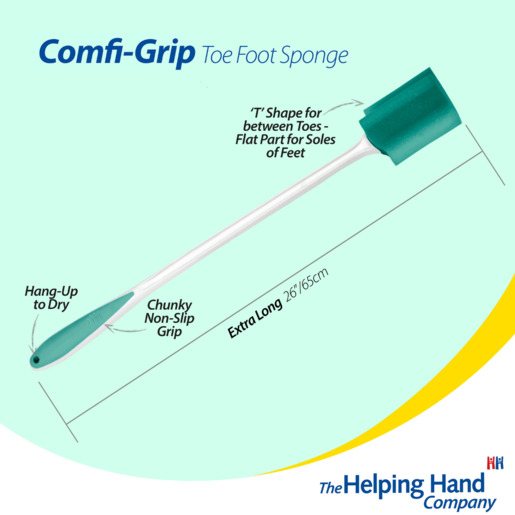 Comfi-Grip Long Handled Toe and Foot Sponge – Contoured and Bendable Design